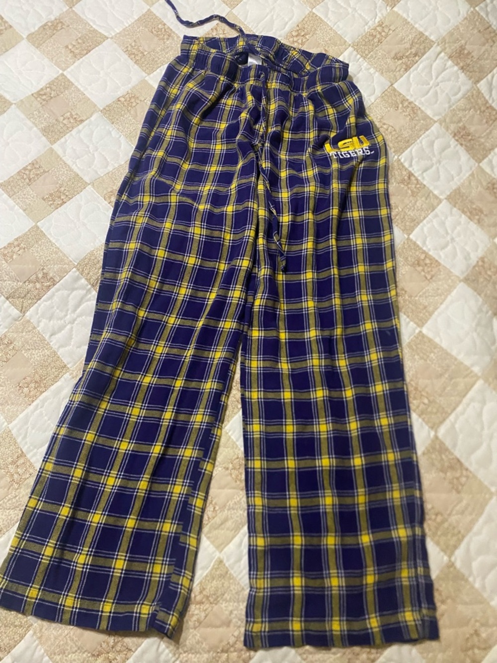 LSU TIGERS Purple and Yellow Plaid Lounge Pants